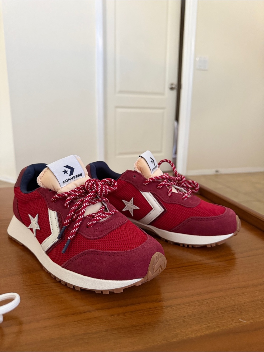 NEW Converse omega Red and White Women's Retro Runner Sneakers